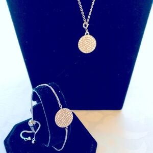 Park Lane Ventura Silver Round Pave Necklace and Bracelet